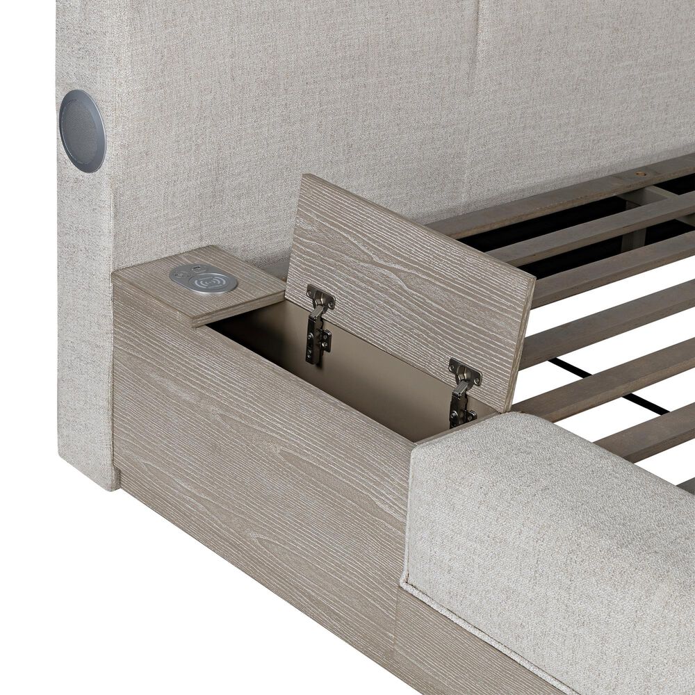 Boulder &amp; Pine King Storage Bed with Lights and Speaker, , large
