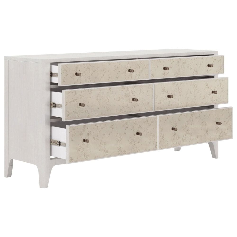 Vantage Mezzanine Mirrored 6 Drawer Dresser and Mirror in Dove Gray, , large