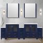 Lexora Home Volez 96" Double Bathroom Vanity in Navy Blue with 2 cm White Ceramic Top, Rectangular Sinks and Side Cabinets, , large