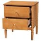 Baxton Studio Lucera 2-Drawer Bobbin Nightstand in Oak Brown, , large