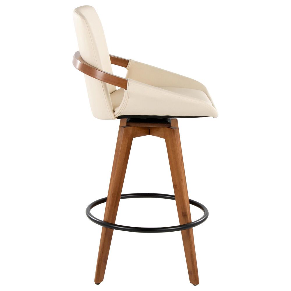 Lumisource Cosmo Swivel Counter Stool with Cream Cushion in Walnut and Black, , large