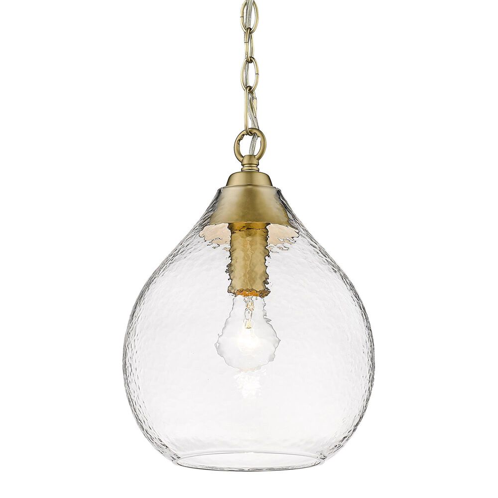 Golden Lighting Ariella Small Pendant in Brushed Champagne Bronze with Clear Hammered Glass, , large
