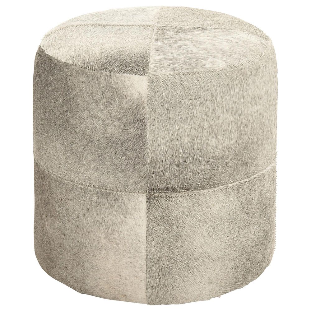 Maple and Jade 16" Round Ottoman in Grey, , large