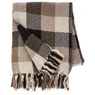 Ganz USA 50" x 60" Plaid Woven Throw in Black, Tan and Natural, , large