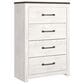 Ashley Gerridan 4 Drawers Chest in White and Gray, , large