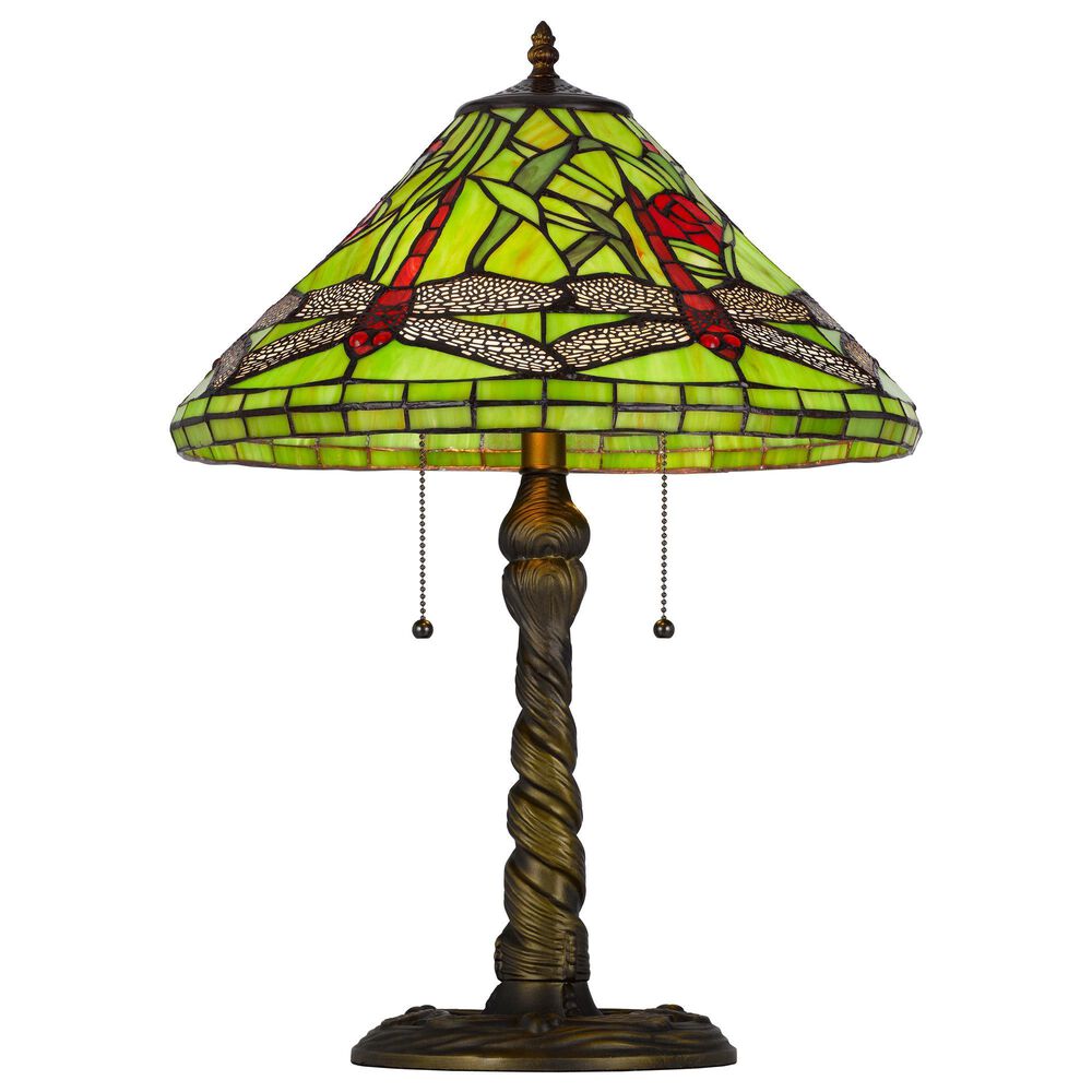 Cal Lighting 24" Tiffany Table Lamp in Antique Brass, , large