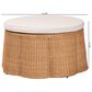 bali & pari Palm 32" Round Ottoman with Light Honey Rattan in White, , large