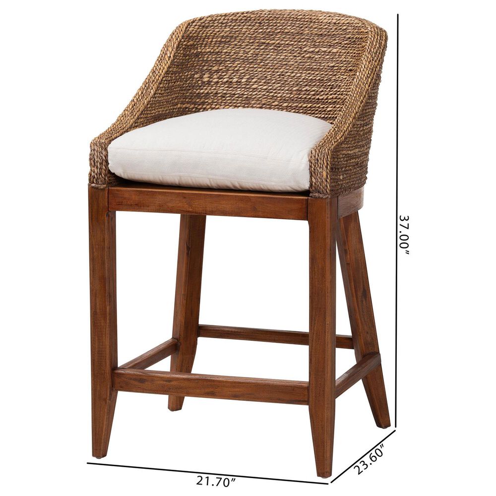 Baxton Studio Jasper Counter Stool in Brown Wash, , large