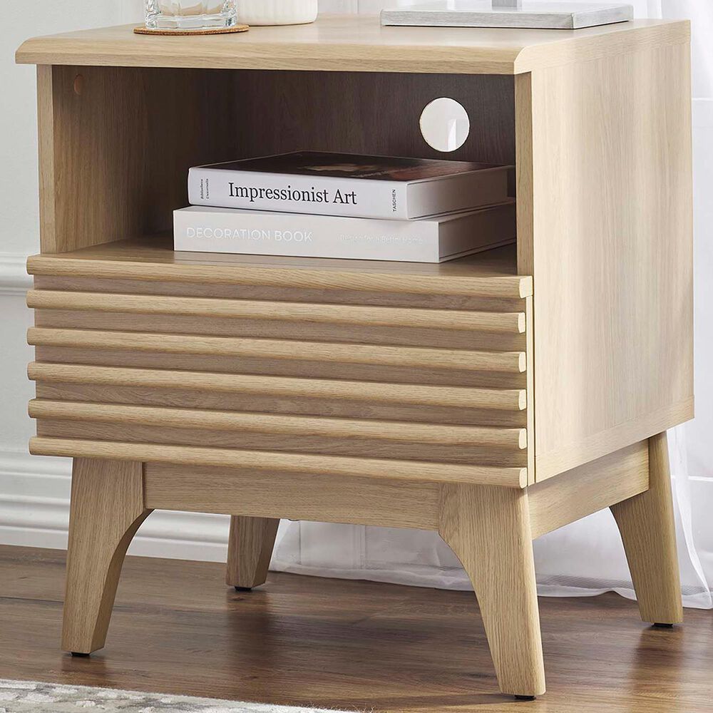 Modway Render 1 Drawer and Shelf Nightstand in Oak, , large