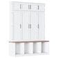HOMLUX 4-Hook Hall Tree with 8-Door in White and Walnut, , large