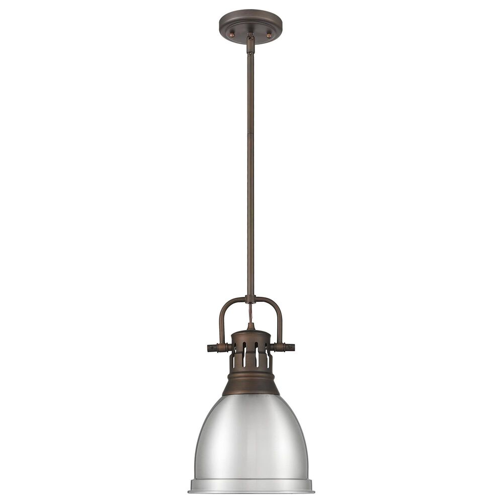 Golden Lighting Duncan 1-Light Small Pendant with Rod and Pewter Shade in Rubbed Bronze, , large