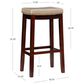 Linon Home Decor Claridge Bar Stool with Beige Cushion in Dark Brown, , large
