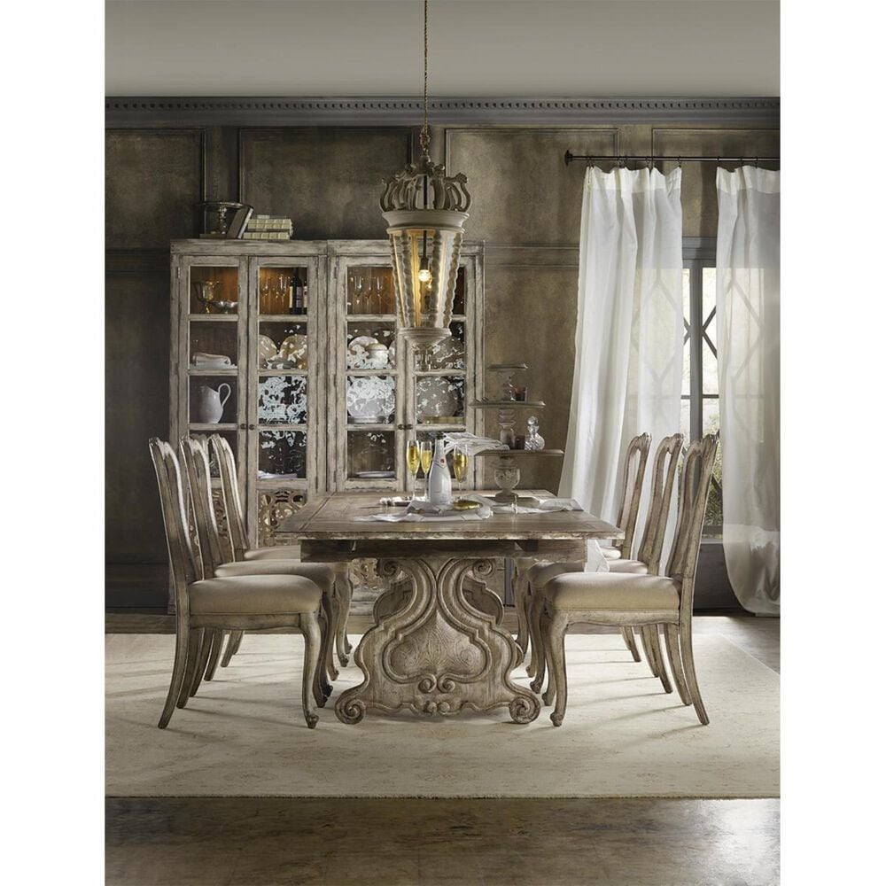 Hooker Furniture Chatelet Rectangle Trestle Dining Table in Vintage White - Table Only, , large