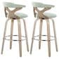 LumiSource Gardenia Swivel Fixed-Height Bar Stool with Light Grey Faux Leather Upholstery in Chrome and Whitewash (Set of 2), , large