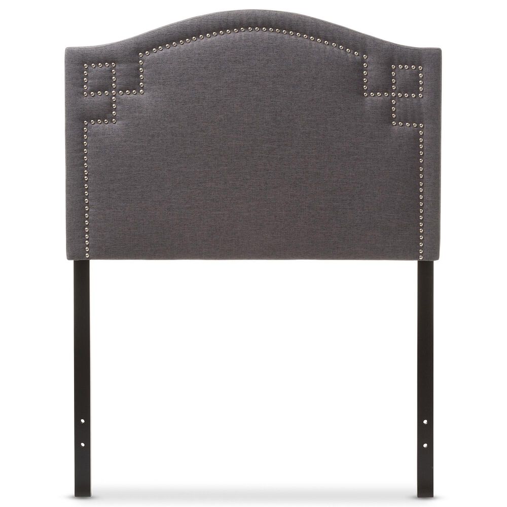 Baxton Studio Aubrey Twin Upholstered Panel Headboard in Dark Grey, , large