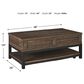 Ashley Johurst Lift Top Cocktail Table in Grayish Brown and Black, , large