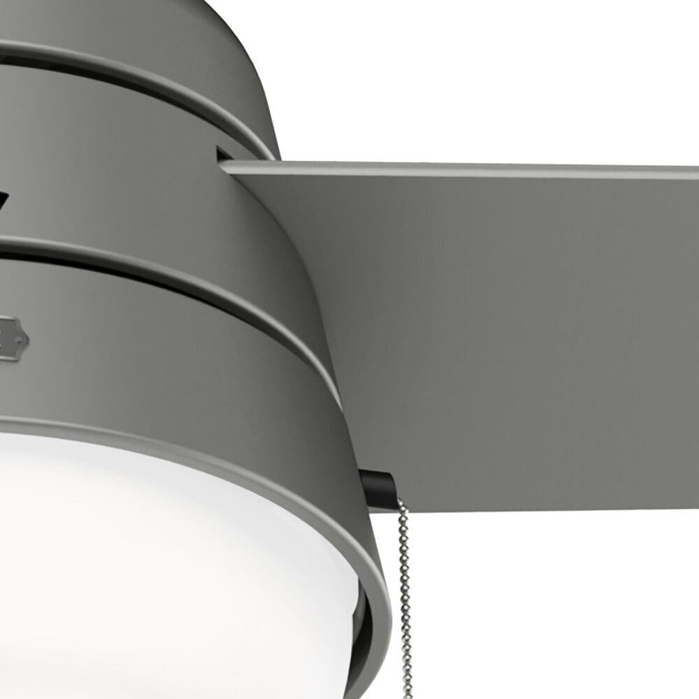Hunter Aker 52&quot; Outdoor Ceiling Fan with LED Lights in Matte Silver, , large