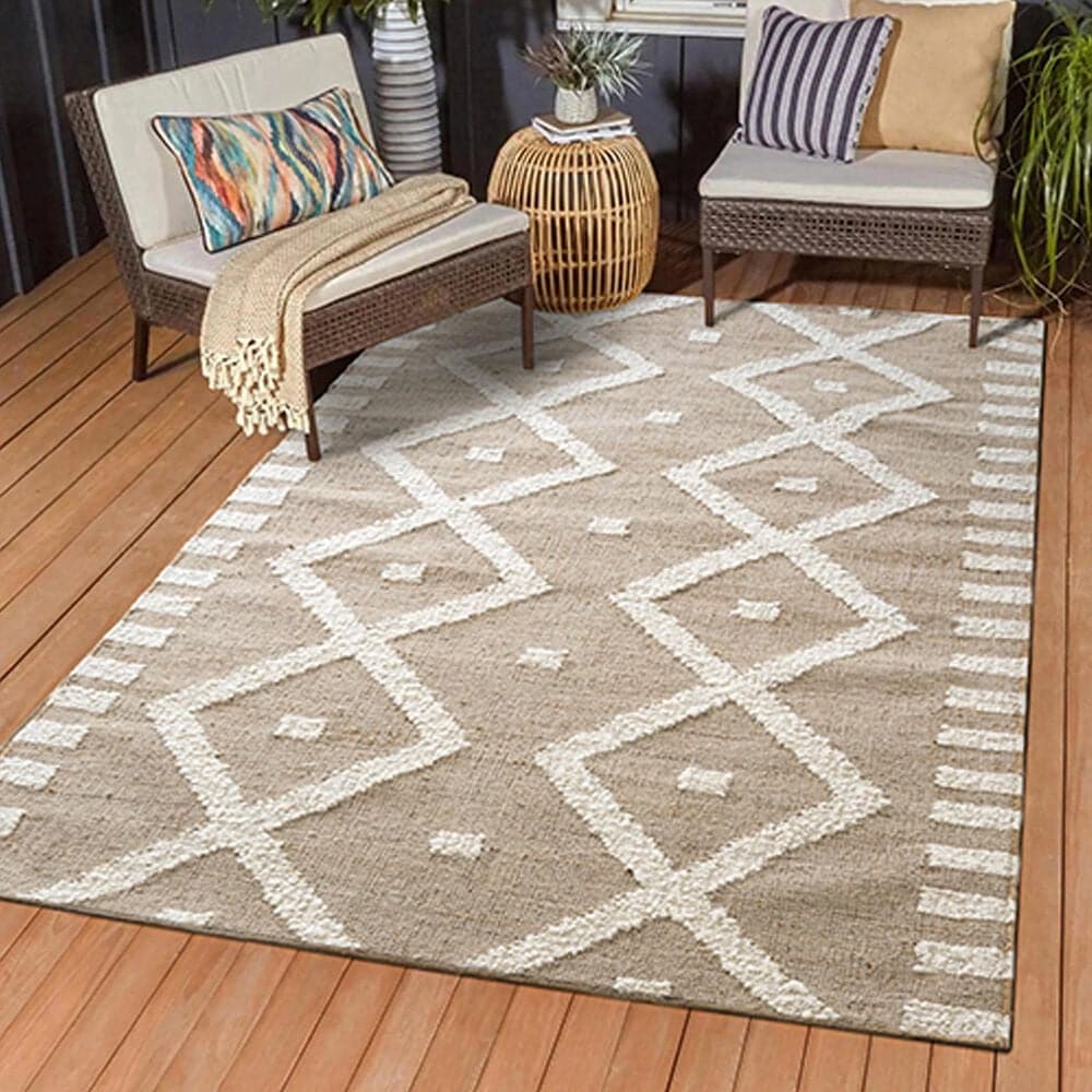 L&amp;R Resources Geoblend 10&#39; x 14&#39; Beige and Natural Area Rug, , large