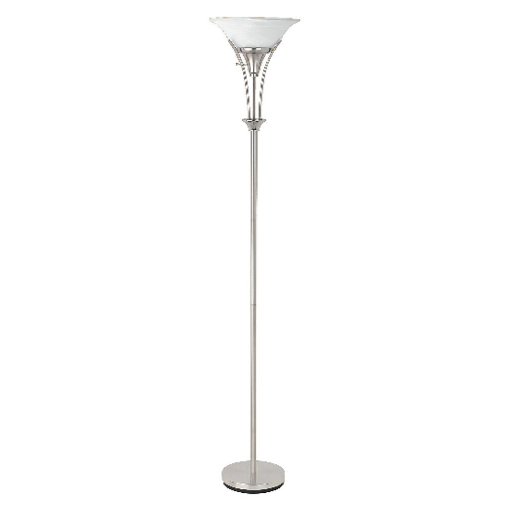 Pacific Landing Floor Lamp with Frosted Ribbed Shade in Brushed Steel, , large