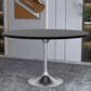 Leisuremod LeisureMod Verve Collection 48 Round Dining Table, Brushed Chrome Base with Black MDF Top, , large