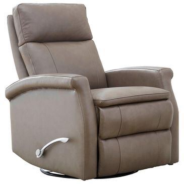 Simeon Collection Manual Leather Swivel Glider Recliner in Graphite, , large