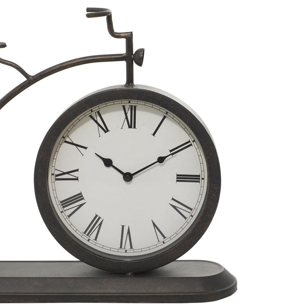 Maple and Jade Bike Vintage Decorative Table Clock in Weathered Black and White, , large