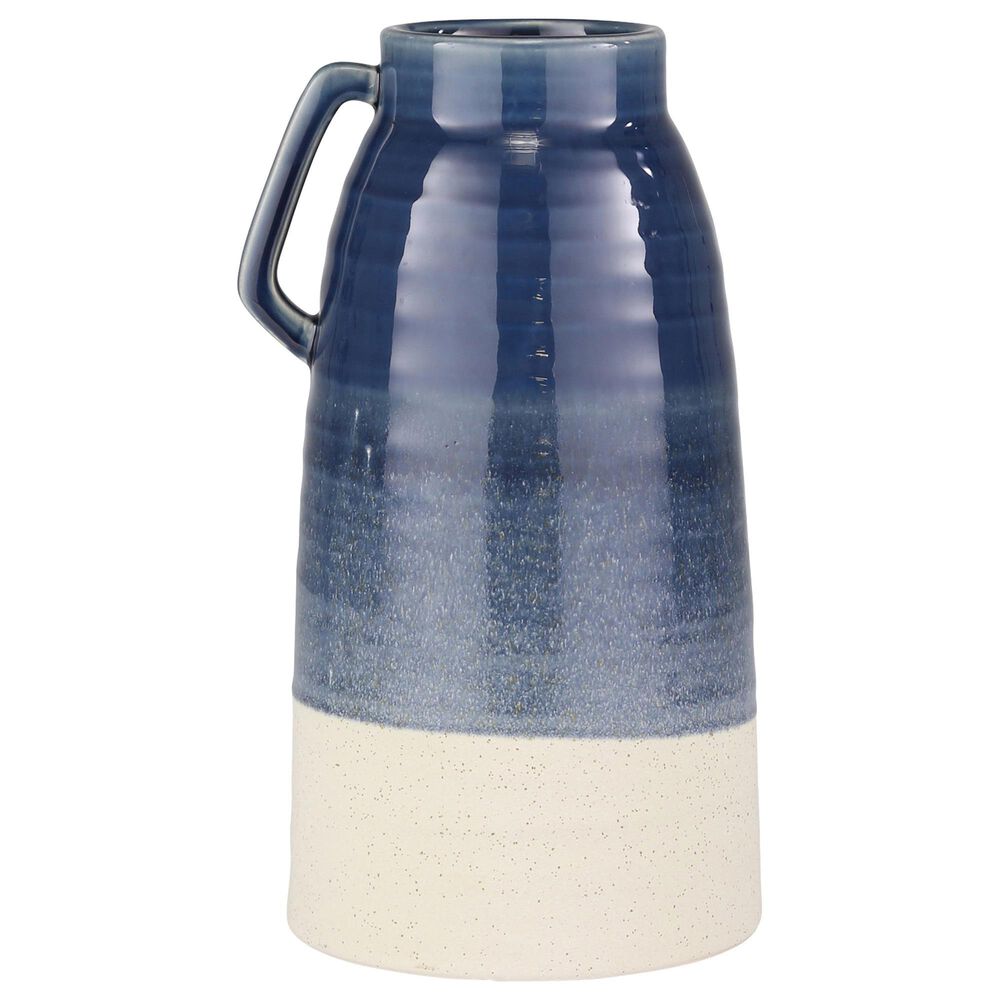 Sagebrook Home 13" Ceramic Handled Vase in Navy, , large