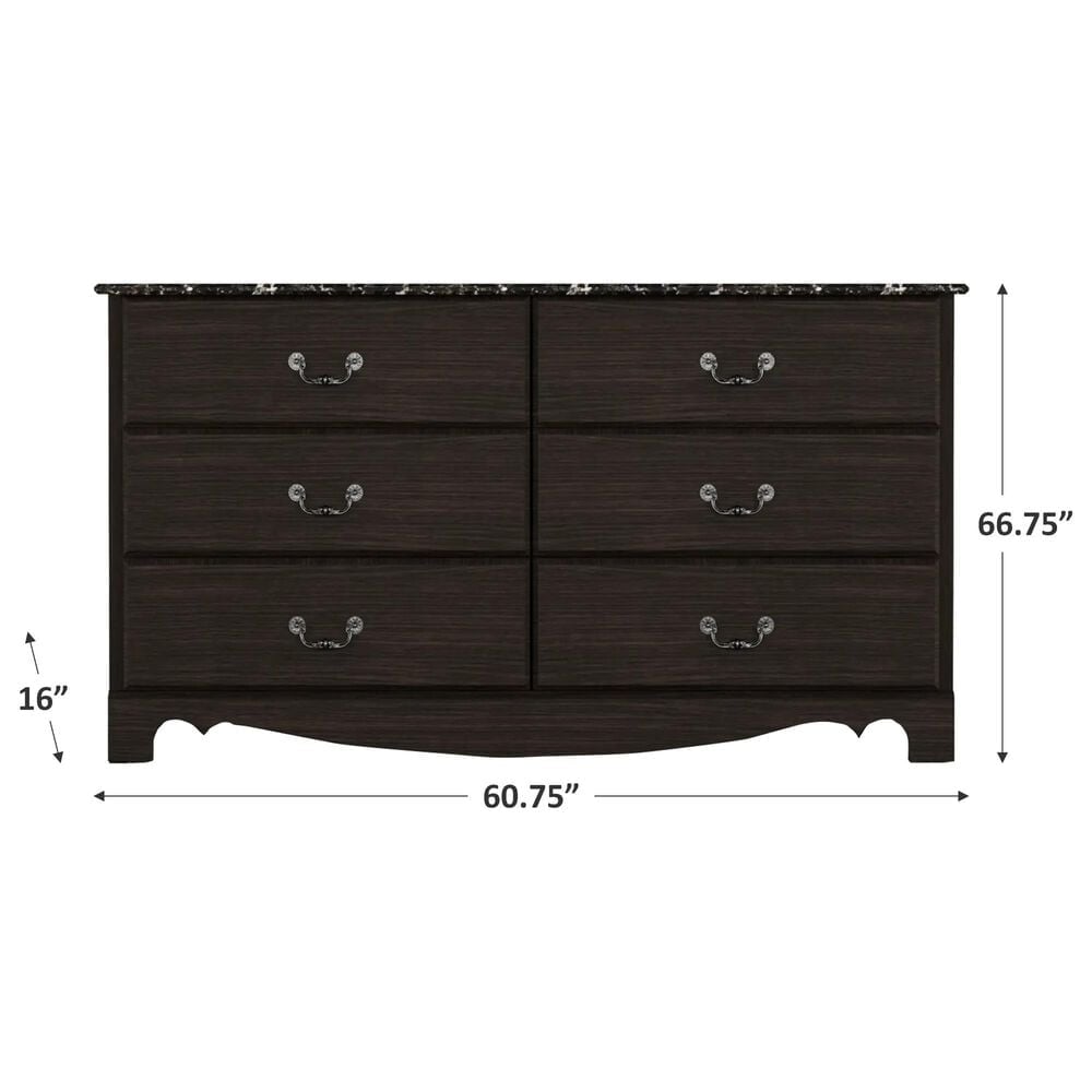 Lemoore Verona 6-Drawer Dresser in Cappuccino, , large