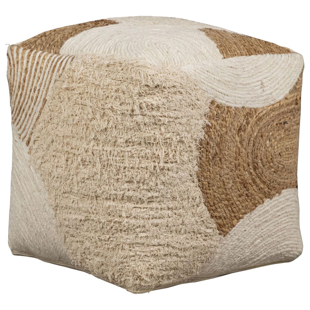 Blue Sun Designs Emmeline Pouf Ottoman in Natural and Ivory, , large