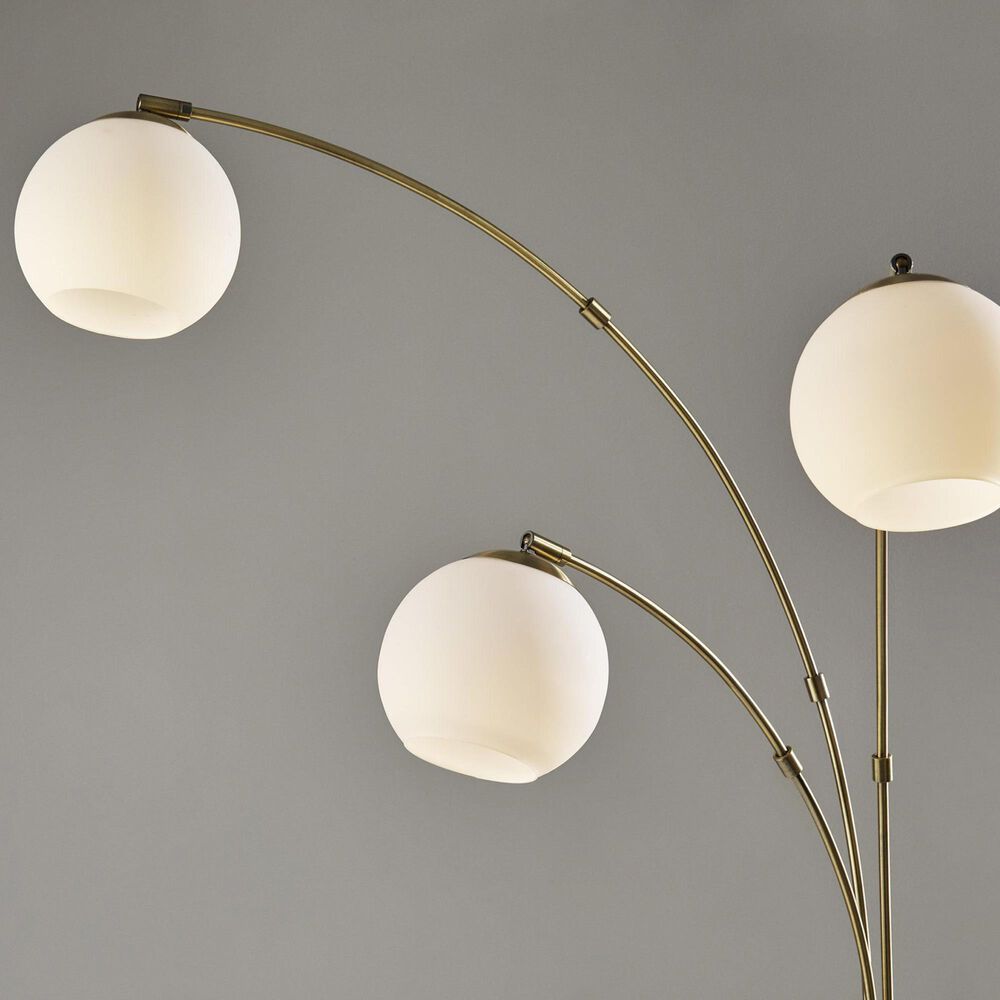 Adesso Remi Arc Lamp in Antique Brass and White, , large