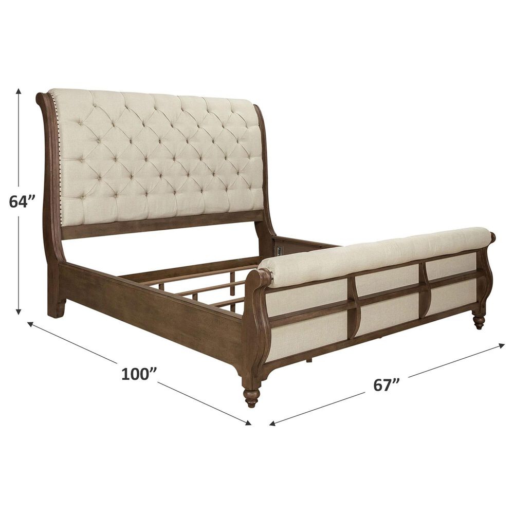 Belle Furnishings Americana Farmhouse Queen Sleigh Bed in Dusty Taupe, , large