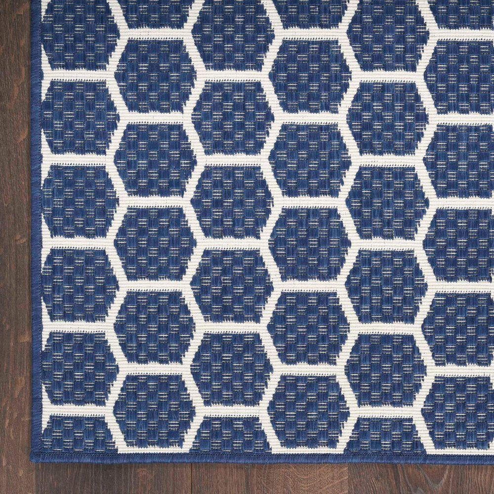 Nourison Twist Reversible 2&#39;2&quot; x 12&#39; Navy Indoor/Outdoor Runner, , large