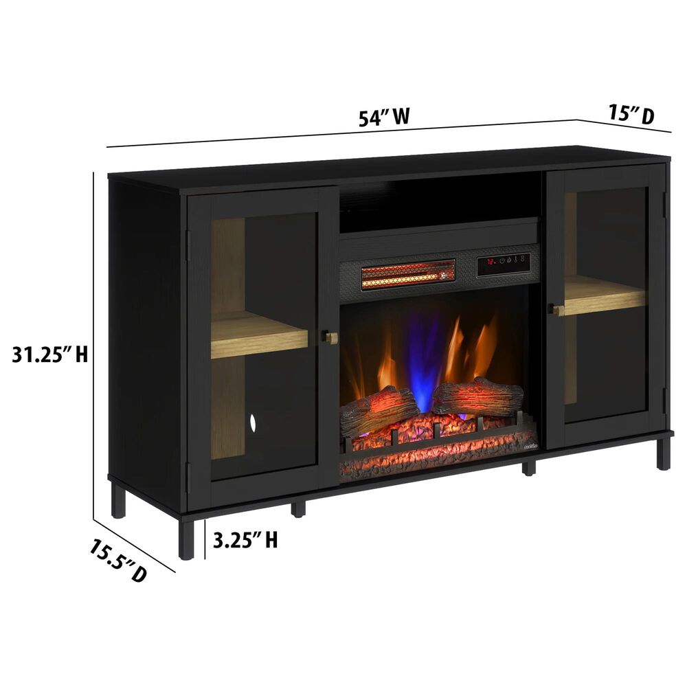 Fabio Flames Nathan 54" Electric Fireplace TV Stand in Black, , large