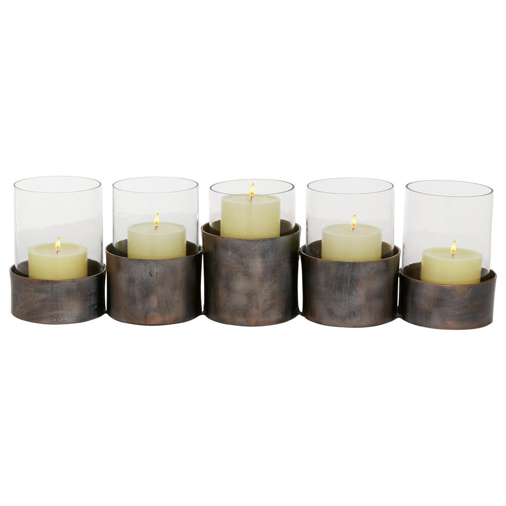 Maple and Jade Modern Candle Holder in Distressed Black, , large