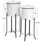 Creative Coop 2-Piece Round Metal Planter on Stand Set in White and Black, , large