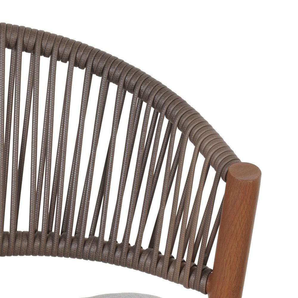Hearth and Haven 26" Outdoor Counter Stool with Teak Frame in Light Gray (Set of 2), , large