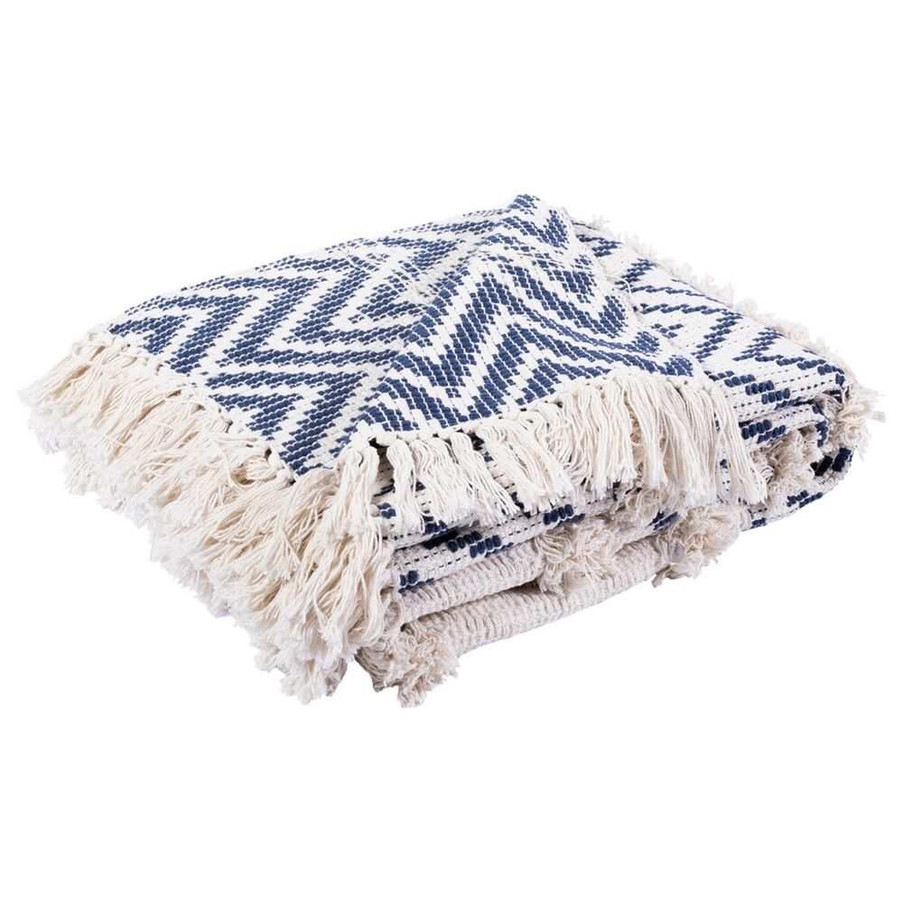 Safavieh Theanna 50&quot; x 60&quot; Throw in Ivory and Blue, , large