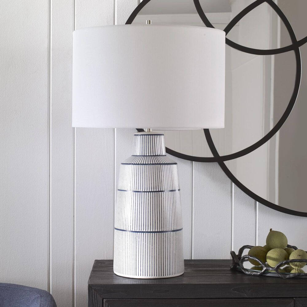 Uttermost Breton Table Lamp in White and Navy Blue, , large