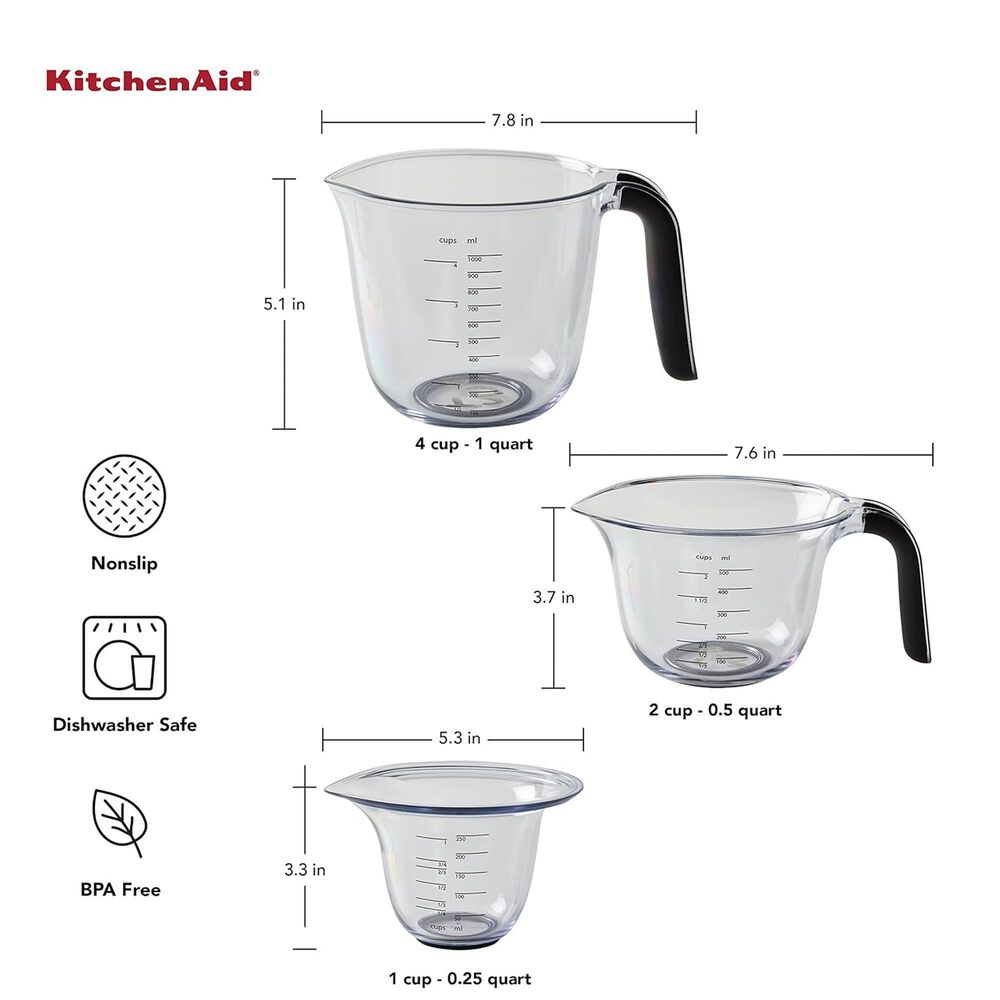 KitchenAid Gourmet 3-Piece Measuring Jugs in Onyx, , large