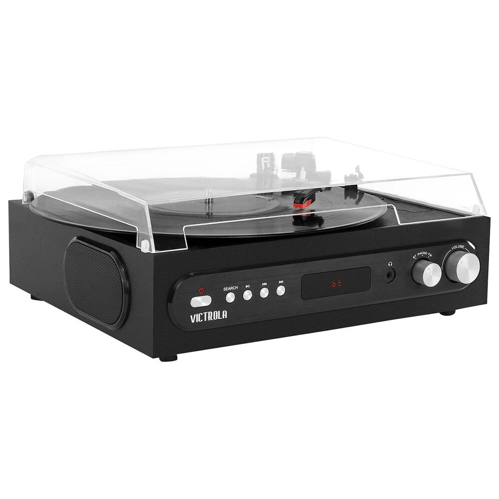 Victrola All-in-1 Bluetooth Record Player with Built in Speakers and 3-Speed Turntable in Black, , large