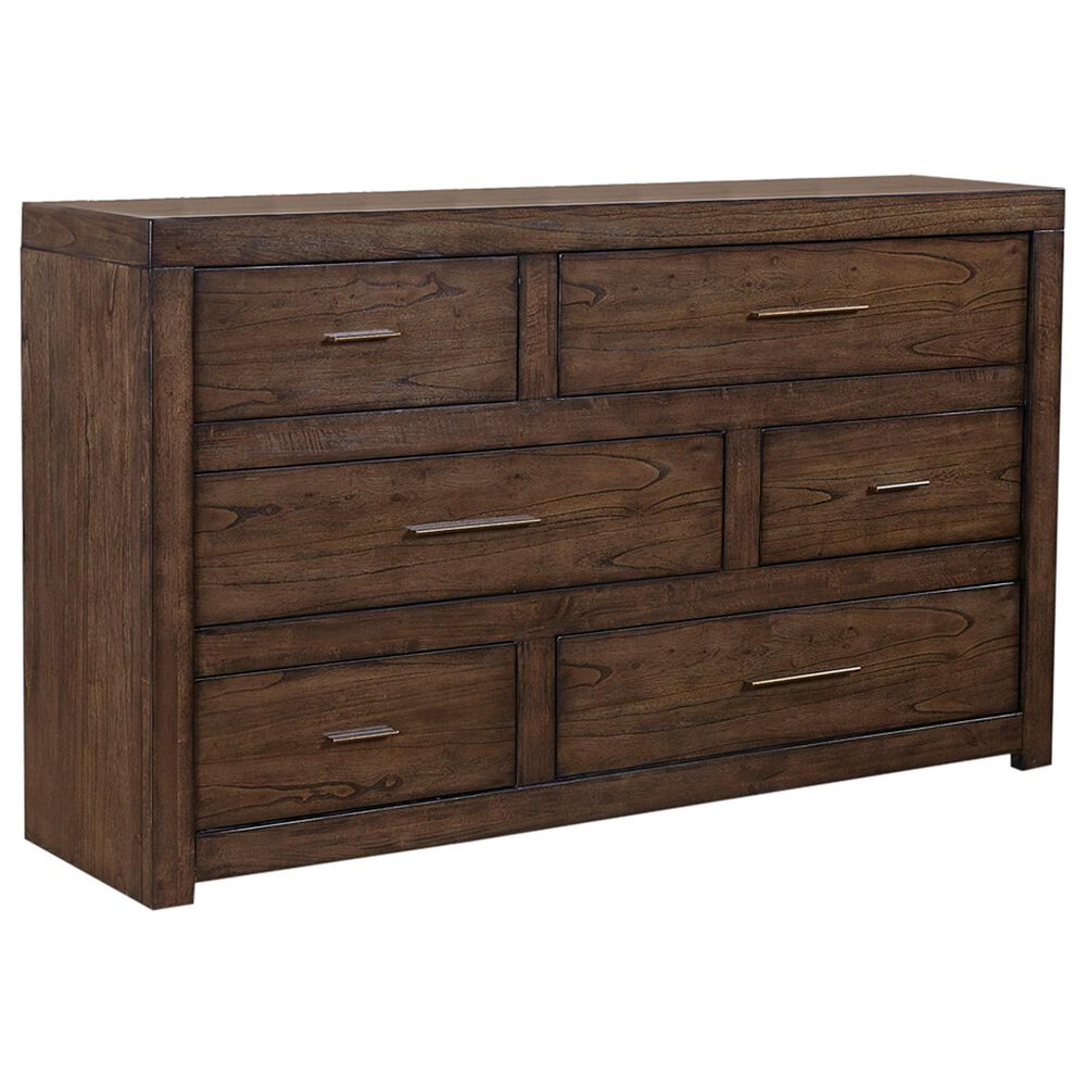 Riva Ridge Modern Loft King Storage Panel Bed with Dresser and Nightstand in Brownstone, , large