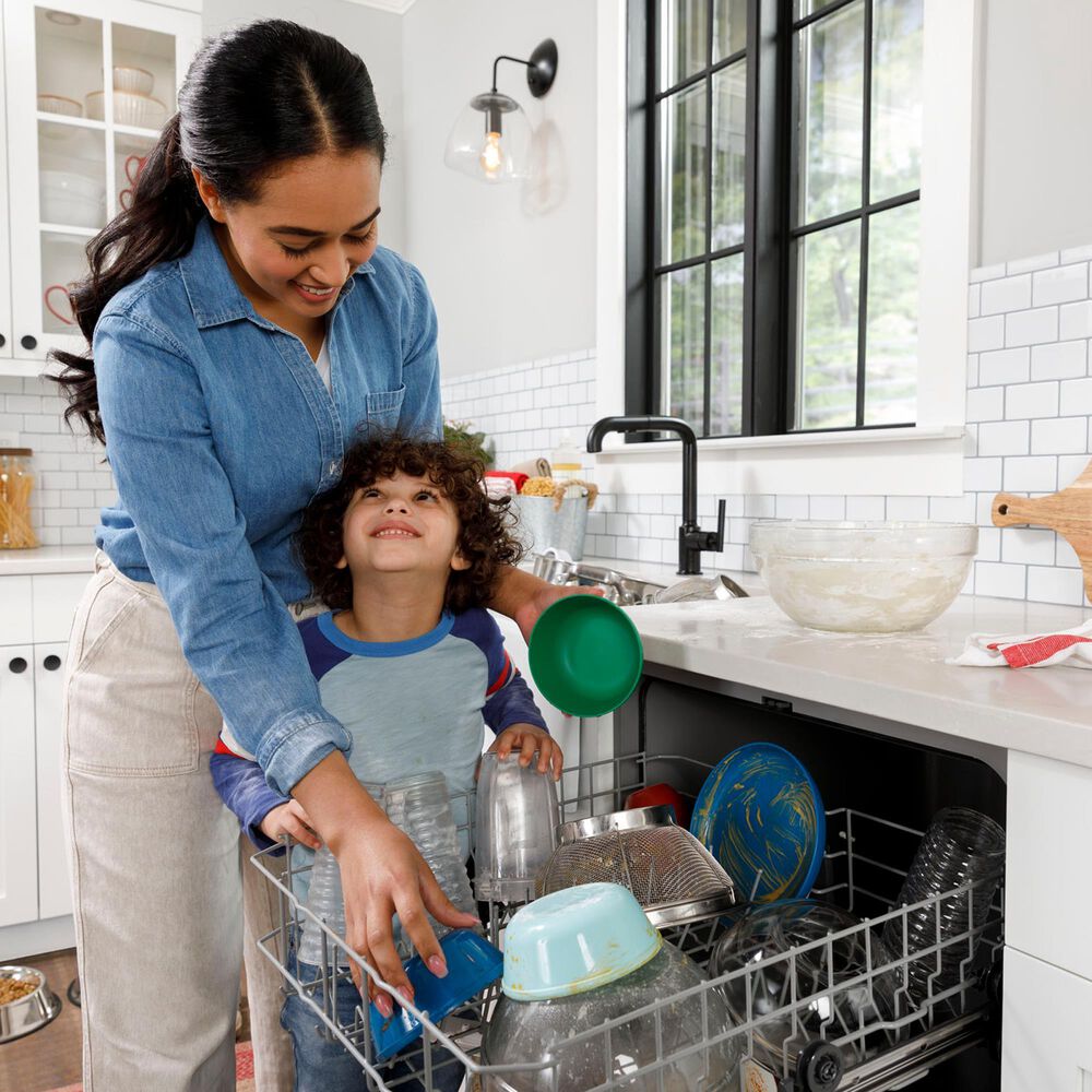 Hotpoint 24" Built-In Front Control Dishwasher with Plastic Interior in Black, , large