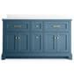 Kohler Charlemont 60" Double Bathroom Vanity in Tidal Blue with 3 cm White Quartz Top and Rectangular Sinks, , large