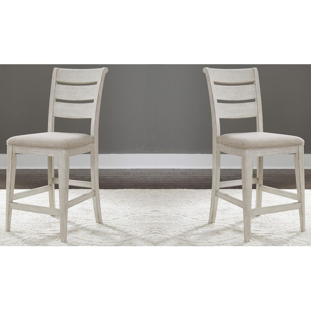 Belle Furnishings Farmhouse Reimagined Counter Height Chair in White (Set of 2), , large