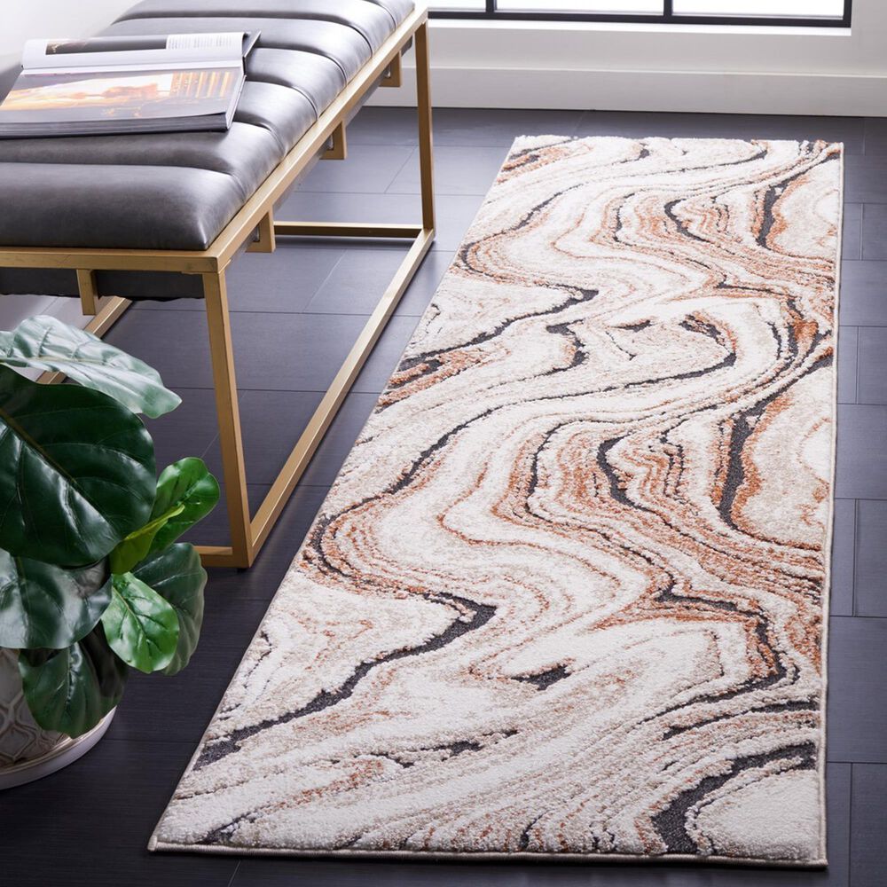 Safavieh Cyrus Shag CYR136A 2&#39;2&quot; x 7&#39;9&quot; Beige and Rust Runner, , large