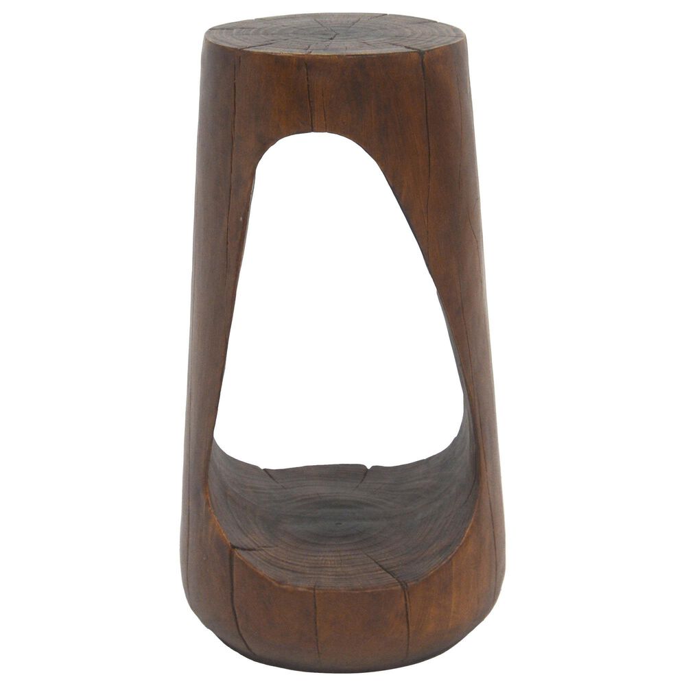 Hearth and Haven Outdoor End Table with Hollow Design in Antique Brown, , large