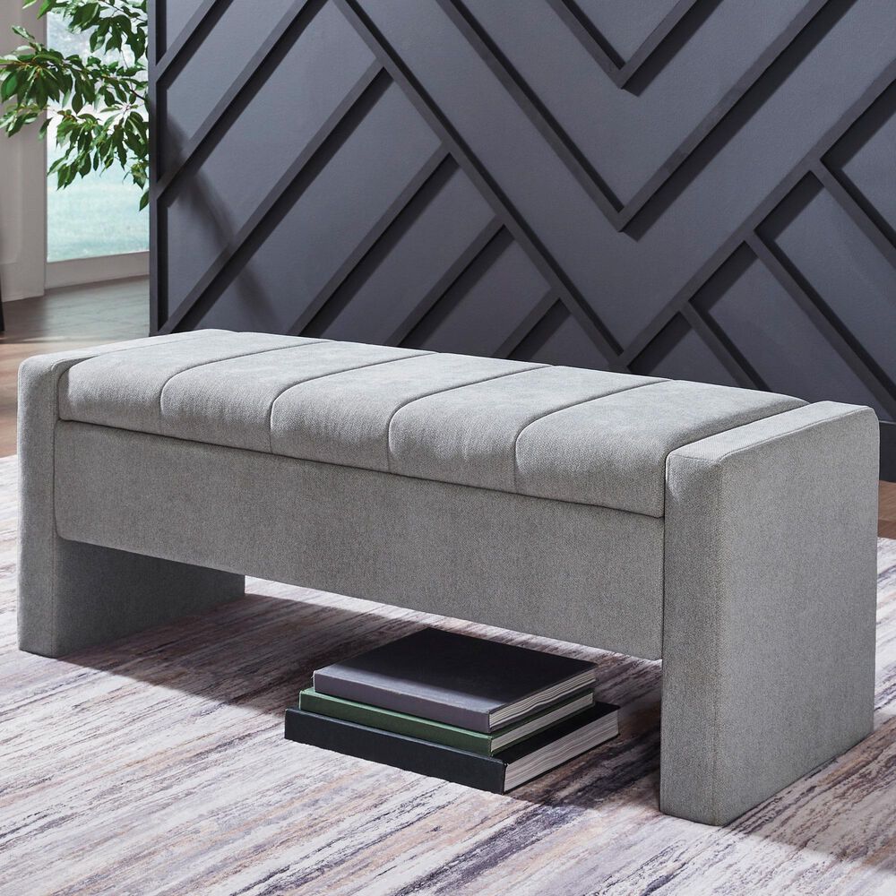 Ashley Akselman Storage Bench in Gray, , large