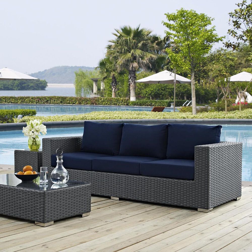 Modway Sojourn Outdoor Patio Sunbrella Sofa in Canvas Navy Nebraska