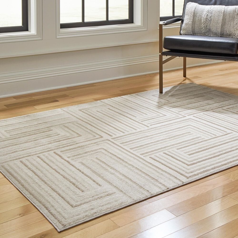 Ashley Darmondard 5&#39; x 7&#39; Cream and Taupe Area Rug, , large
