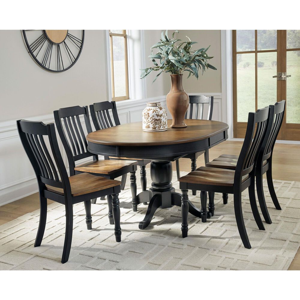 Ashley Clorazi 5-Piece Oval Dining Set in Black and Brown, , large